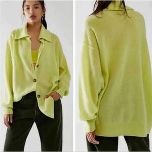 Free people lime green cashmere oversized cardigan